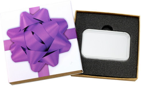 SilverTowne Natural Kraft Paper Gift Box with Purple Bow Box Sleeve & Capsule - Product Packaging [Add $5.00]